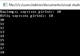 c# for döngü örnekleri