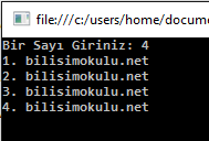 c# for döngü örnekleri